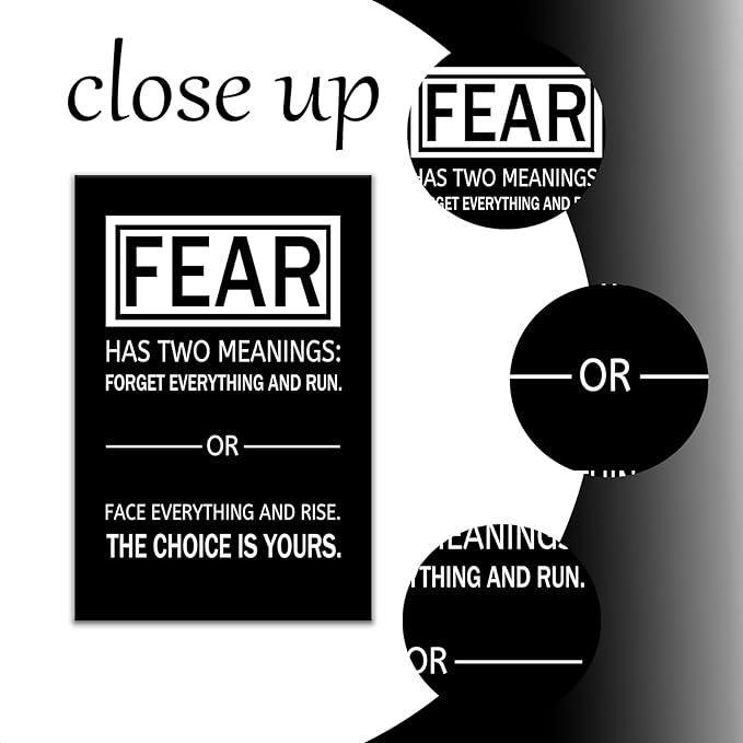 Inspirational Canvas Wall Art Office Decor Fear Has Two Meanings Motivational Painting Entrepreneur Quotes Poster Prints Artwork for Modern Home Bedroom Wall Decoration Ready to Hang [12''Wx 18''H]