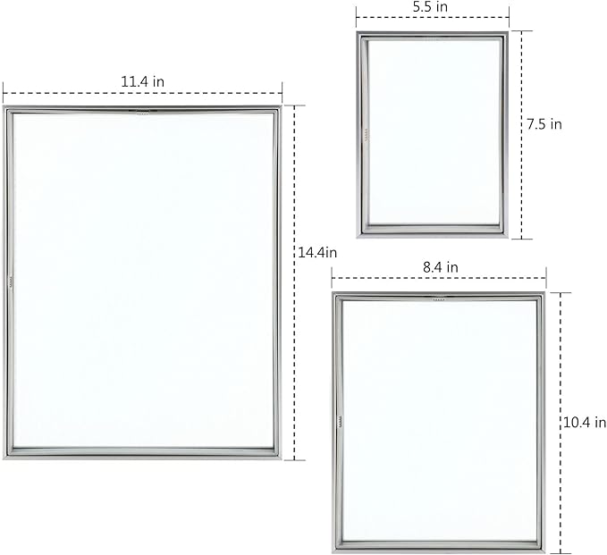 Golden State Art Silver Floating Picture Frame for 11X14, 2-8X10, 4-5X7 Photos, Metal, Modern or Contemporary, Wall Mount