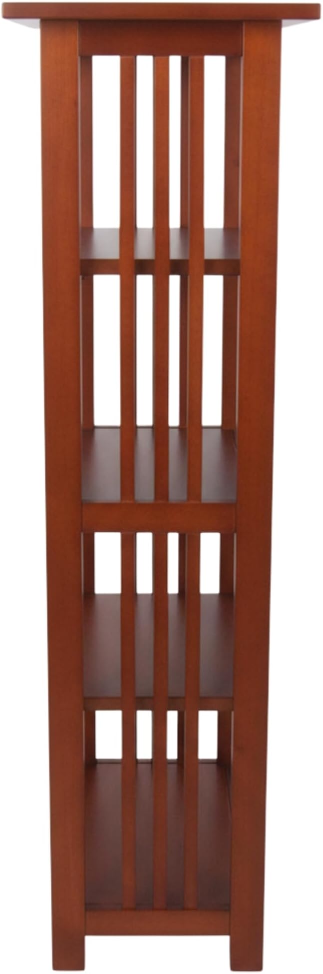 Alaterre Furniture Mission 4-Tier Bookcases with Adjustable Shelves – Mid-century Modern 48-Inch Wood Bookshelf for Living Room, Bedroom or Home Office (Cherry)