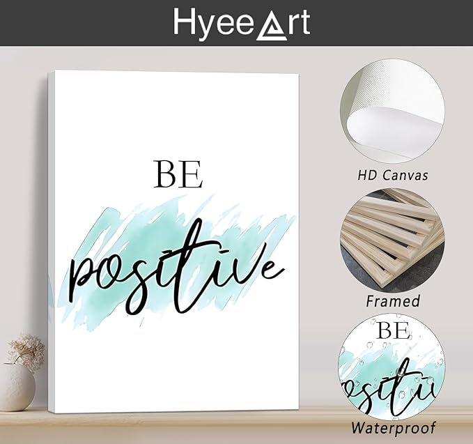 Framed Canvas Wall Art Set of 6 for Bedroom Living Room Wall Decor, Motivational Wall Decor Inspirational Office Wall Art Quotes for Living Room, 8x10 Inch