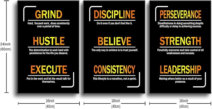 Motivational Entrepreneur Quotes Picture Painting Inspirational Canvas Wall Art Positive Affirmations Framed Print Poster for Office Living Room Bedroom Gym Wall Decor Ready to Hang [48''Hx24''W]