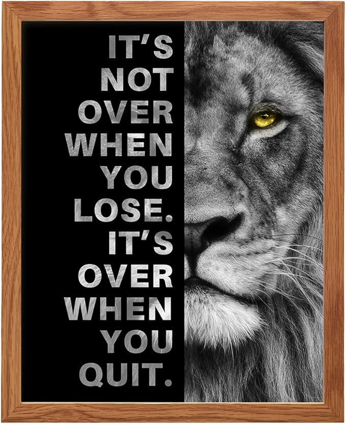 YELLOWBIRD ART & DESIGN Motivational Wall Art & Decor FRAMED - Positive Quotes - Motivational poster - Office Wall Art - Lion Wall Decor Inspiration Motivation Man cave Gym Wall Decor for Men