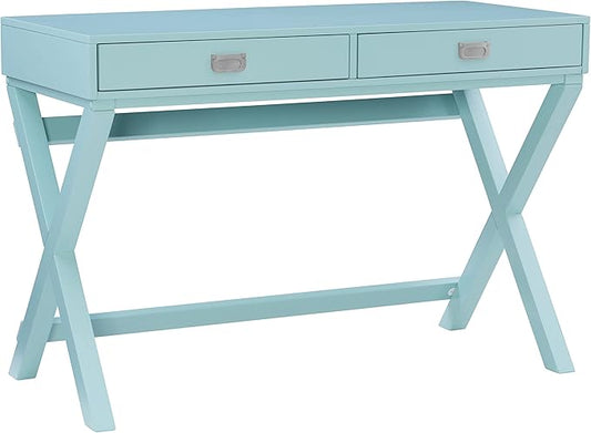 Linon Home Décor Jaycee Blue Writing Desk, 20"D x 44"W x 30"H, Blue
