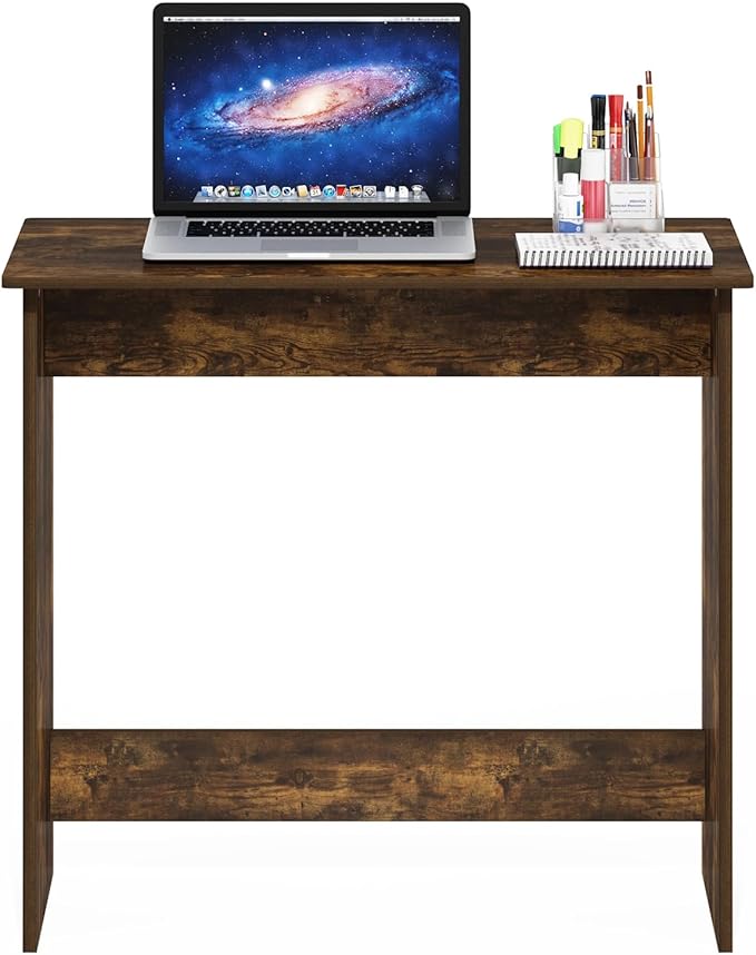 Furinno Simplistic Small Desk, 31.3" Wide Gaming Desk, Rectangular Computer Desk with Rounded Edges, Office Desk for Home Office, Bedroom, Study Room, Dorm, Amber Pine