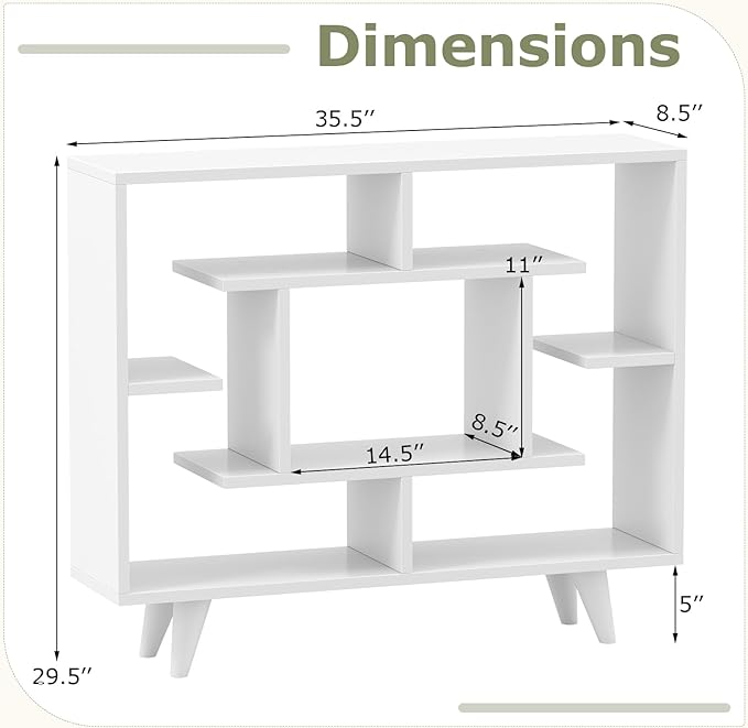 Tangkula Geometric Bookshelf, 3 Tier Modern Freestanding Open Bookcase with Anti-Tipping Devices & Legs, Home Office Decorative Storage Organizer Display Shelf for Living Room Study (White)