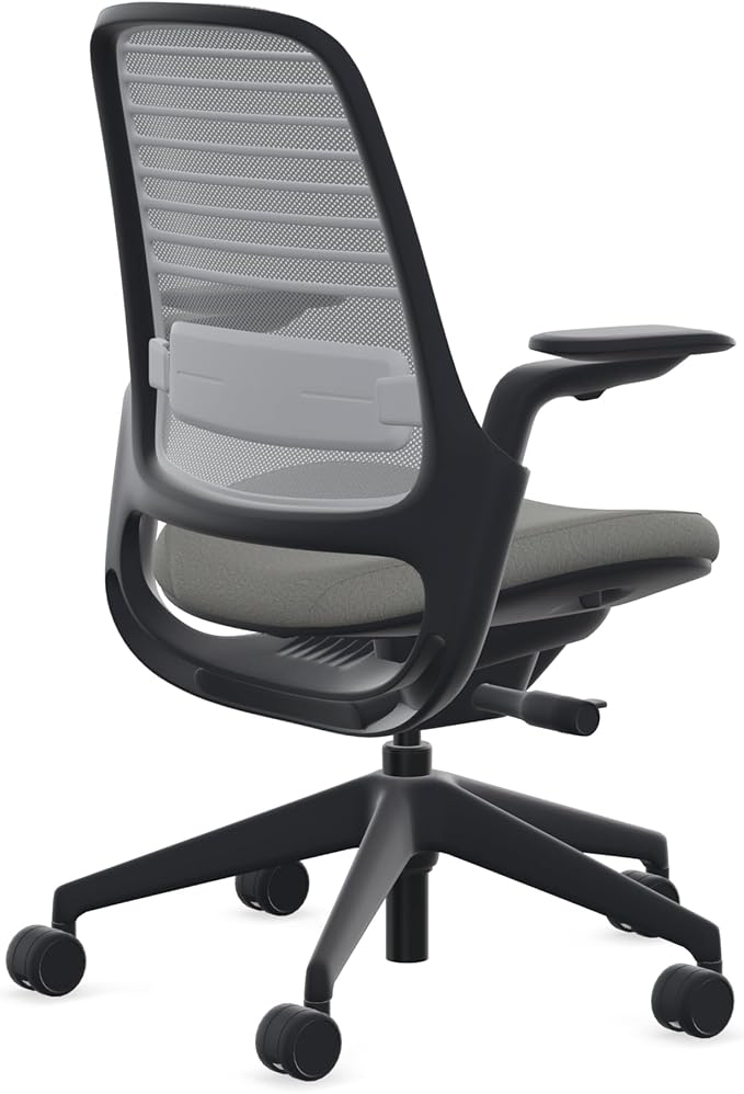 Steelcase Series 1 Office Chair - Ergonomic Work Chair with Wheels for Carpet - Helps Support Productivity - Weight-Activated Controls, Back & Arm Support - Easy Assembly - Nickel + Night Owl