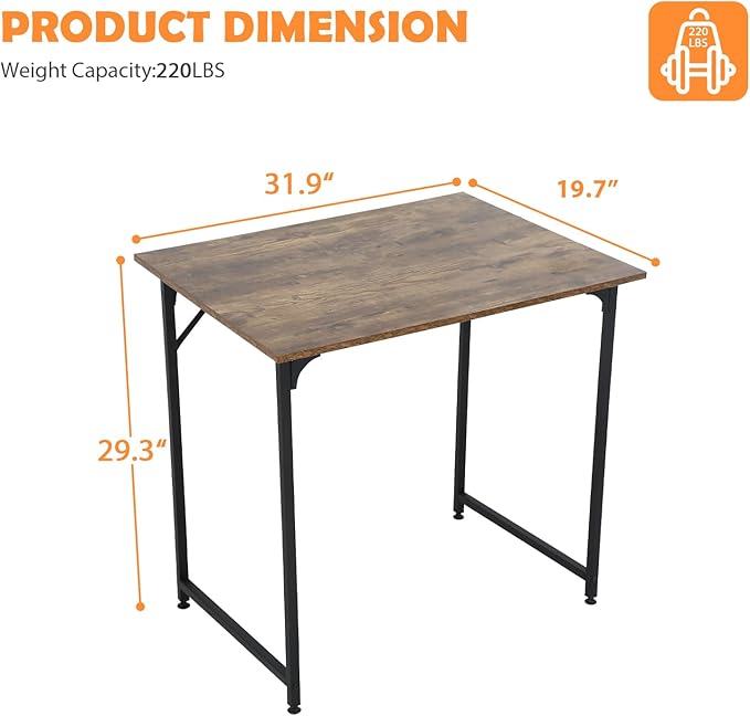 Small Desk,Desk 32 Inch,Computer Desk,Study Table,Metal Frame Office Desk,Modern Simple Style Desk for Home Office,Small Tables for Small Spaces,Adjustable Leg Pads,Vintage