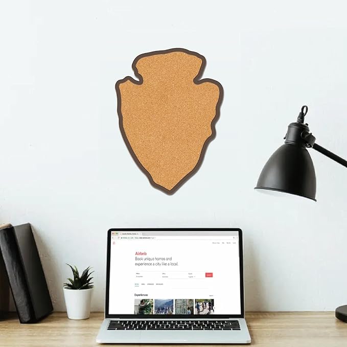 CRASPIRE Arrow Pin Cork Board 11.8x8.6In Wall Mounted Framed Bulletin Display Badge Wooden Saddle Brown Memory Memo Brooch Lapel Pin Holder Storage for Home Office School Classroom Wedding Decoration