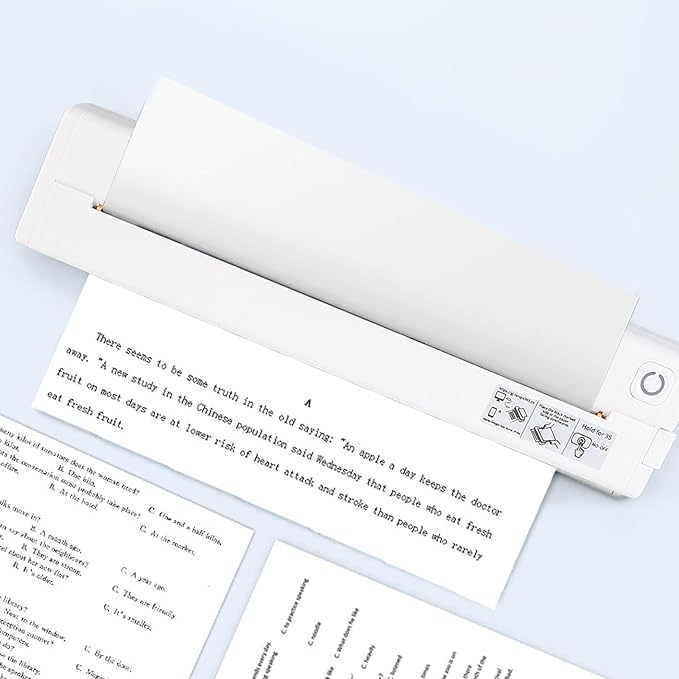 Yoidesu Inkless Portable Printer for Travel,Printers for Home Use,Wireless Thermal Printer with Bluetooth,Printable Paper Width 210 218mm Wide,Compatible with Android for Home Office (White)