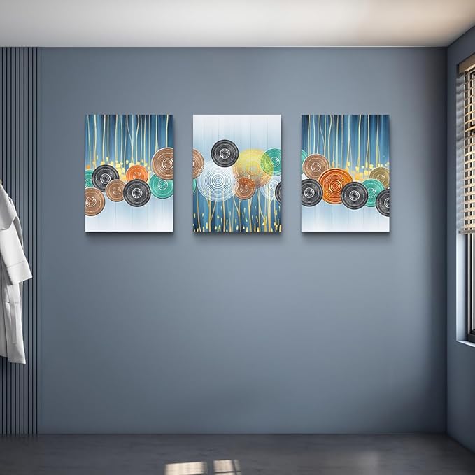 DZRWUBHS Abstract Canvas Wall Art - Large Artwork Set of 3 for Living Room, Office, Bedroom & Bathroom - Boho & Minimalist Decor