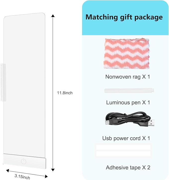 LED Memo Board with Sticky Note Holder, Office Supplies, Monitor Memo Board, Clear Acrylic Computer Monitor Organizer, Work from Home Essentials, Multifunction Workspace Accessories (White-r)