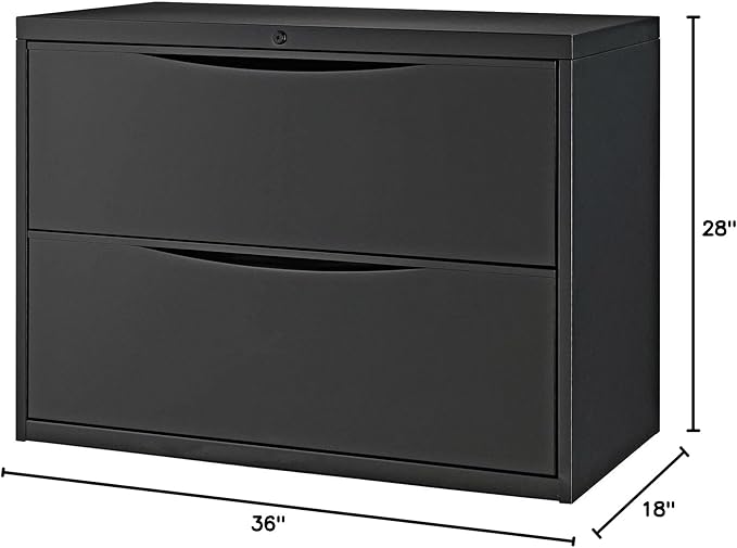 Global Industrial 36" W Premium Lateral File Cabinet, 2 Drawer, Black