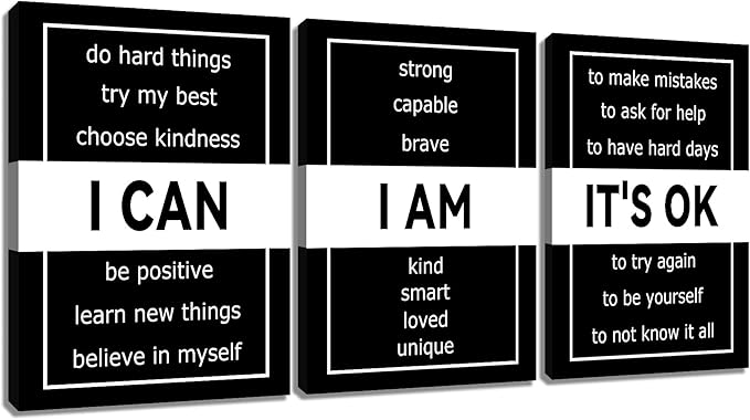 Inspirational Canvas Wall Art Motivational Office Poster Wall Decor Picture Positive Quotes Ability Motivation Attitude Artwork for Modern Home Bedroom Gym Classroom Stretched and Framed [36''Wx16''H]