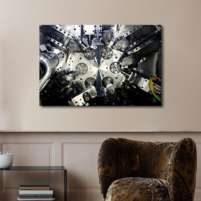 TUMOVO Machine Tool Pictures for Wall Decor Large Wall Art Living Room Office Decor Canvas Prints Wall Decor 1 Panels Wall Art Modern Home Decor Canvas Frame Artwork Wall Hanging, 24" x36"