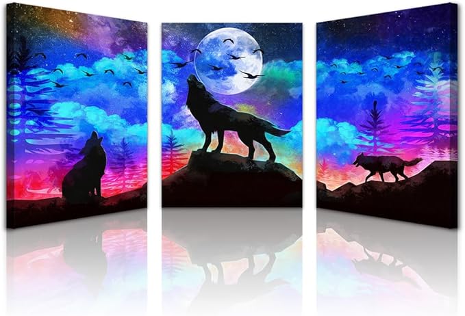 Lapremoly Wall Decor For Living Room Framed Canvas Wall Art For Bedroom Modern Family Pictures Bathroom Wall Decor Hang Wall Office Canvas Art Prints Home Decoration Wolf Abstract Paintings Artwork