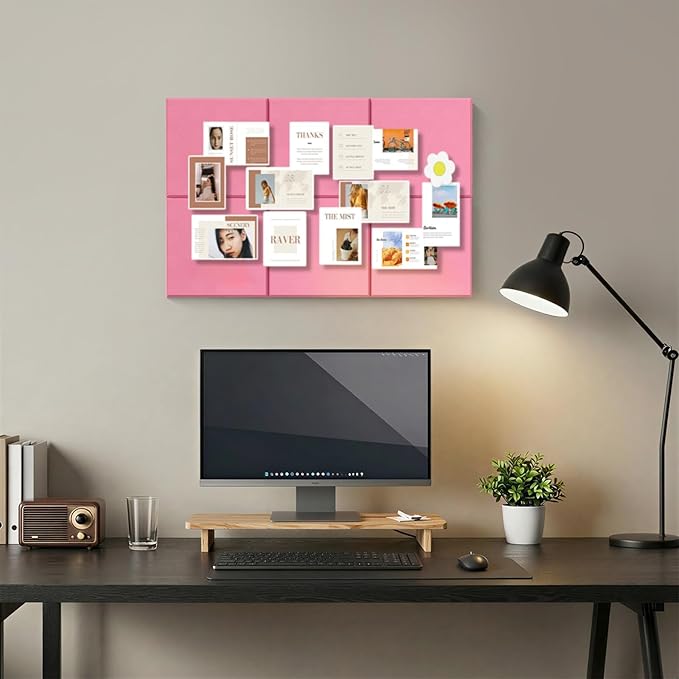 Large Cork Boards for Walls – 36" x 24" Self Adhesive Felt Wall Tiles, Ideal for Office Black Bulletin Board, Easy to Install Pin Board Photo Board
