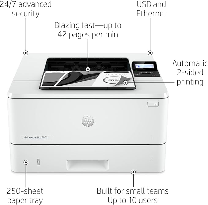 HP LaserJet Pro 4001dn Black & White Printer (Renewed)
