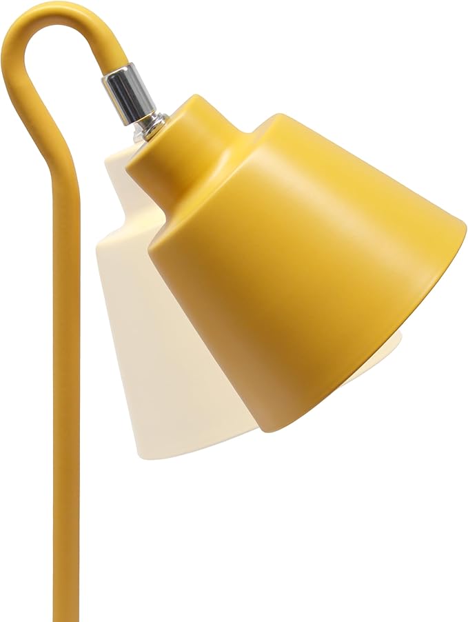 Simple Designs LD1079-YLW 16" Sleek Essentials Metal Looped Desk Task Lamp with Adjustable Shade, for Office, Desk, Nightstand, Dorm, Yellow