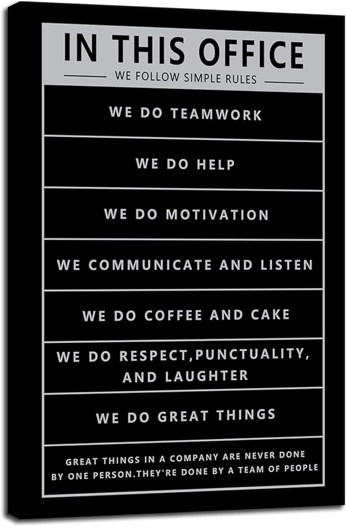 Inspirational Wall Art Inspirational Picture Office Quotes Theme Wall Decor for Motivational Teamwork In This Office Posters Print Artwork Canvas Framed Office Wall Decor[12''W X 18''H]