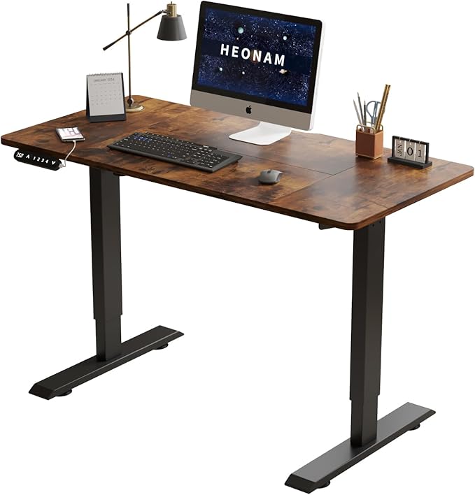 48 Inch Electric Standing Desk with USB Charging Port, Height Adjustable Sit Stand Desk with Memory Presets, Spacious Desktop and Sturdy Metal Frame for Home Office