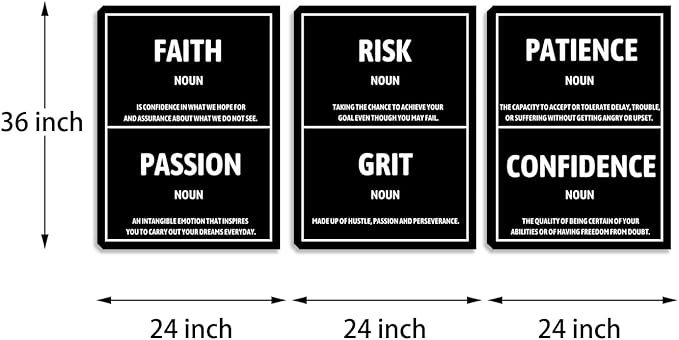 Inspirational Framed Canvas Wall Art Painting Artwork Motivational Positive Quotes Prints Posters Picture Black Home Painting Wall Decor for Living Room Bedroom Office Gym Decoration (72" Wx36 H)