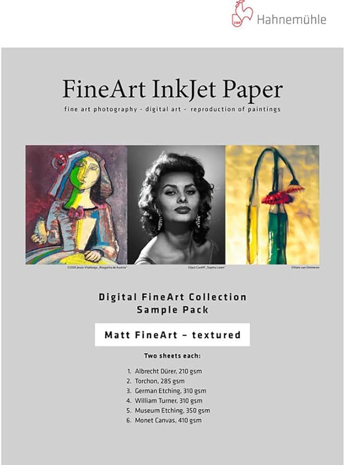 Hahnemuhle Inkjet Paper Sample Pack Matte Textured 8.5x11 in, 10 Sheets