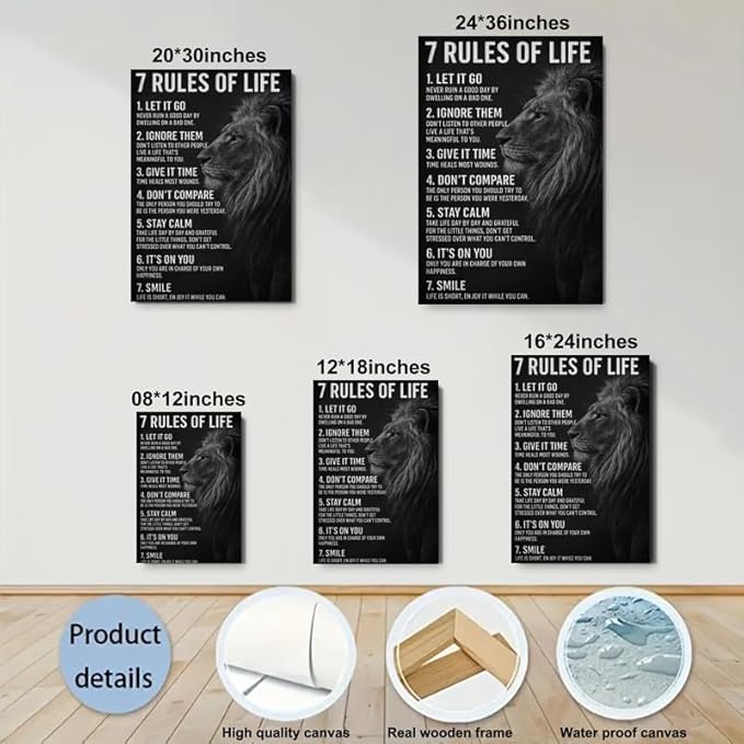 Positive Quotes Framed Canvas Wall Art Motivational Prints Wall Decor for Men Office Home Gym Bedroom Living Room Man Cave Made in USA