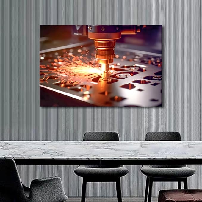 CNC Milling Machine Pictures for Bedroom Wall Decor Canvas Prints Wall Art Machine Wall Painting Posters Modern Framed Art Wall Decor HD Waterproof Large Canvas Wall Art, 24" x36"