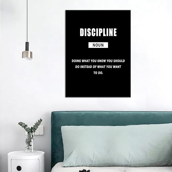 PSYYSP Inspirational Canvas Wall Art Motivational Discipline Painting Poster Entrepreneur Quotes Picture Print Artwork for Office Living Room Gym Wall Decoration Framed Ready to Hang [18''Wx24''H]
