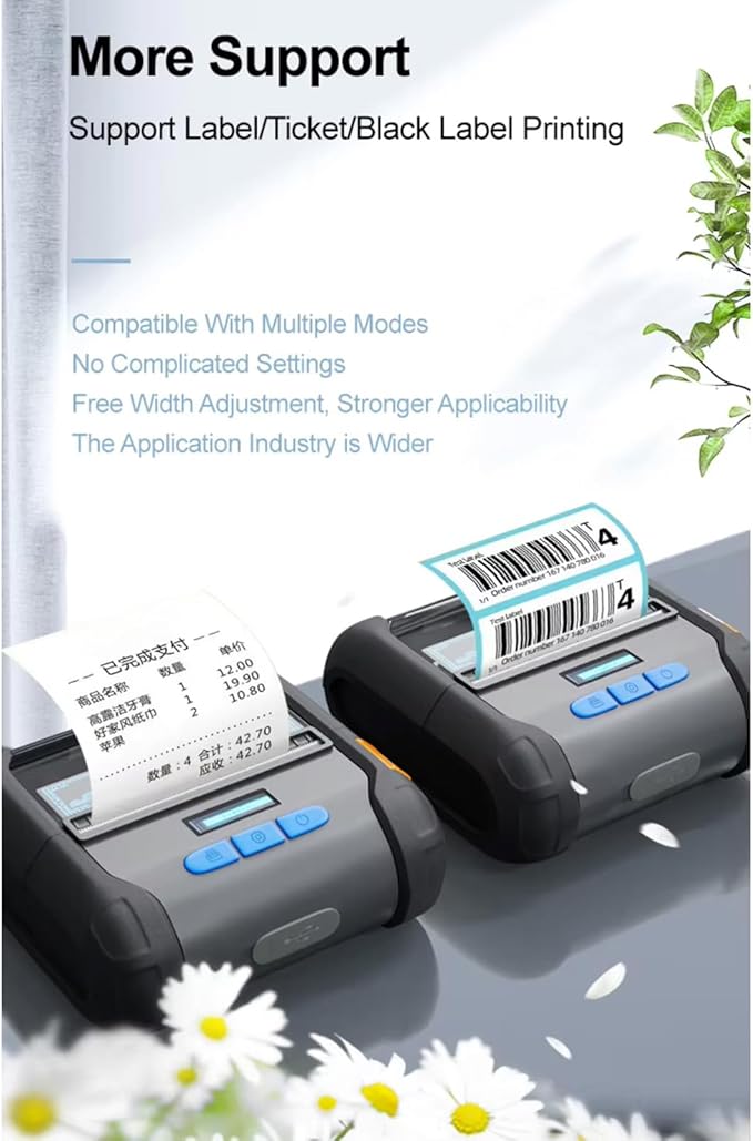 Portable 80mm Label Printer, Clear 203dpi Precision Printing with Fast 100mm per S Speed and OLED Display, with USB and WiFi Connectivity, for Home Office Shipping Labels (100-240V US Plug)