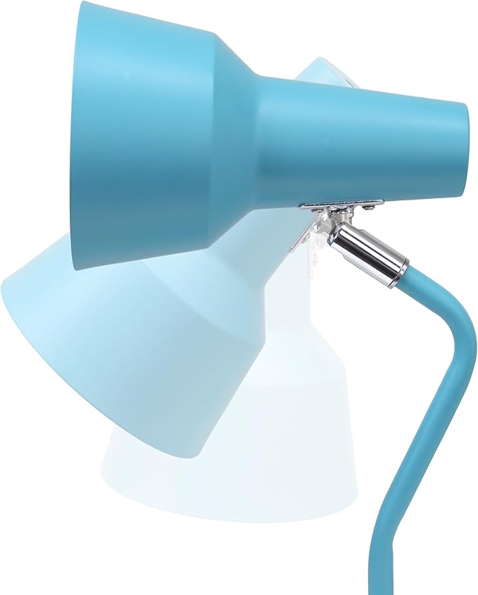 Simple Designs LD1078-CYN 15.2" Sleek Essentials Metal Cone Shade Desk Lamp with Adjustable Shade, for Office, Desk, Nightstand, Dorm, Cyan Blue