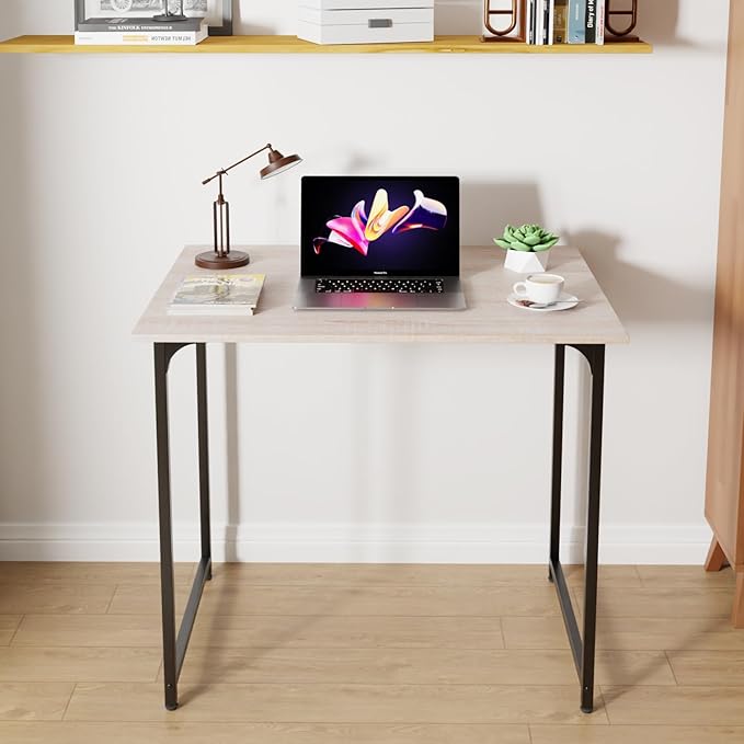 Small Desk,Computer Desk,Study Table,Desk 32 Inch,Metal Frame Office Desk,Modern Simple Style Desk for Home Office,Small Tables for Small Spaces,Adjustable Leg Pads,Nature