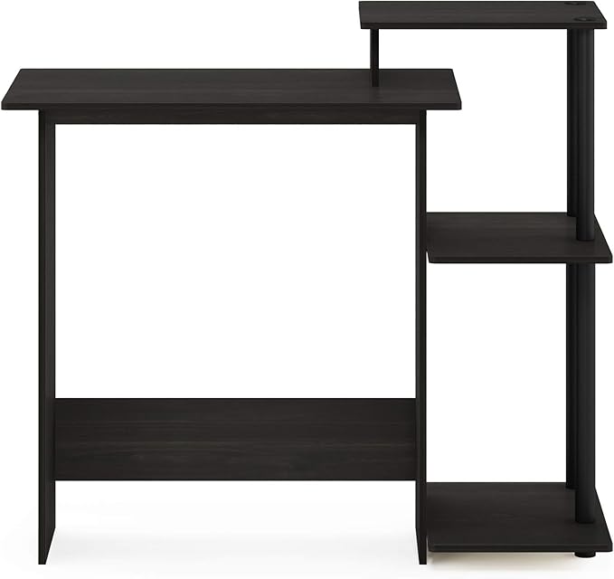 Furinno EFFICIENT Desk, 28.6" Wide Gaming Desk with 3 Open Side Shelves, Laptop Notebook Computer Desk, Office Desk for Home Office, Study Room, Dorm, Bedroom, Espresso