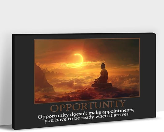 UZMKM - Office Wall Art, Motivational & Inspirational Quotes Canvas Wall Art for Home Office Wall Decor, Positive Quote Wall Decor, OPPORTUNITY Words Poster Frame for Company Wall Decor 32x48 Inch