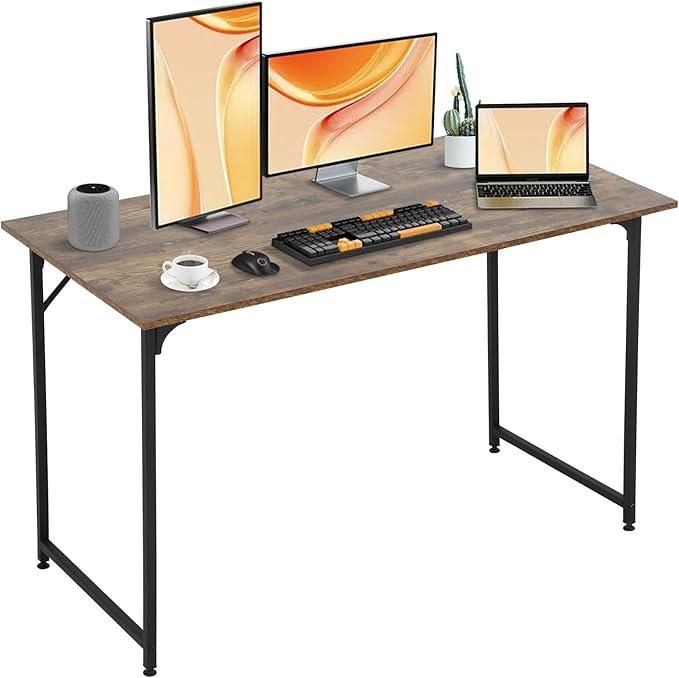 Computer Desk 47 Inch Study Writing Table, Home Office Desk with Metal Frame, Modern Gaming Desk for Office, Study and Game,Vintage