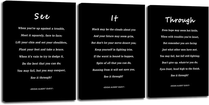 WYJDFART Inspirational Wall Art See It Through Poem Positive Quotes Motivational Wall Decor Printed 3-Piece Canvas Poster for Office Bedroom and Living Room Ready to Hang [60''Wx 28''H]
