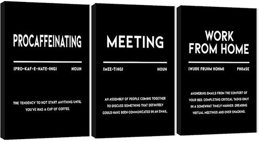 Office Wall Art - 3 Panel Motivational Wall Art, Inspirational Quotes Canvas Art for Home Office, Positive Quote Wall Decor, Entrepreneur Words Poster Frame, 20”x30”x3Pcs