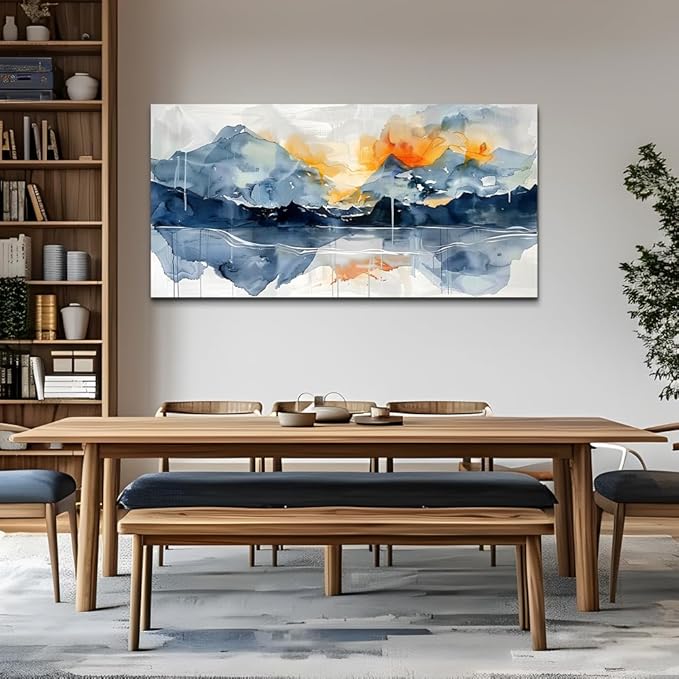 KELIYUAN Large Wall Decor For Bedroom Canvas Wall Art For Living Room Office Decoration Mountain Landscapes Wall Paintings Abstract Watercolour Pictures Artwork Modern Home Decor Ready To Hang
