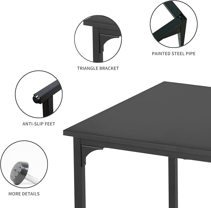 NChanmar 39 Inch Computer Desk, Office Desk Gaming Desk with Metal Frame, Writing Workstation for Home Office, Space Saving Computer Table for Small Space (Black) 39x19.6x29
