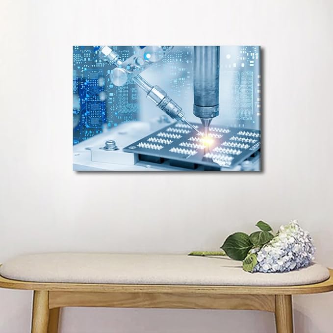 TUMOVO Wall Decor for Bedroom Machine Pictures Soldering Machine Canvas Prints Wall Art Canvas Artwork Wall Decor 1 Piece Wall Art Bathroom Decor Wall Art Canvas Frame Hanging Decor, 16" x24"