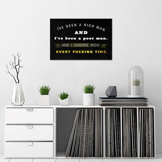 Motto Inspirational Wall Art Motivational Canvas Painting Pictures Inspiring Entrepreneur Quotes Posters Prints Artwork Home Office Decorations Framed (12”Hx16”W)