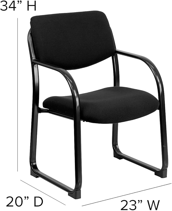 Flash Furniture Richie Black Fabric Executive Side Reception Chair with Sled Base