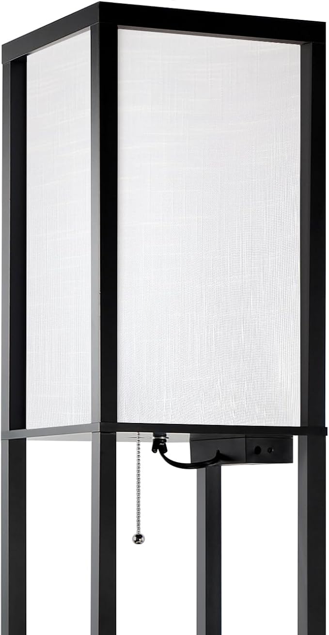 OUTON White Linen Texture Lamp Shade 14.25 x 8.5 x 8.5 inch for Shelf Floor Lamp