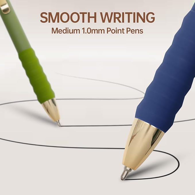 Ballpoint Pens Black Ink Ball Point Pen with Super Soft Grip Medium Point 1.0mm for Office (Vintage 12-count)