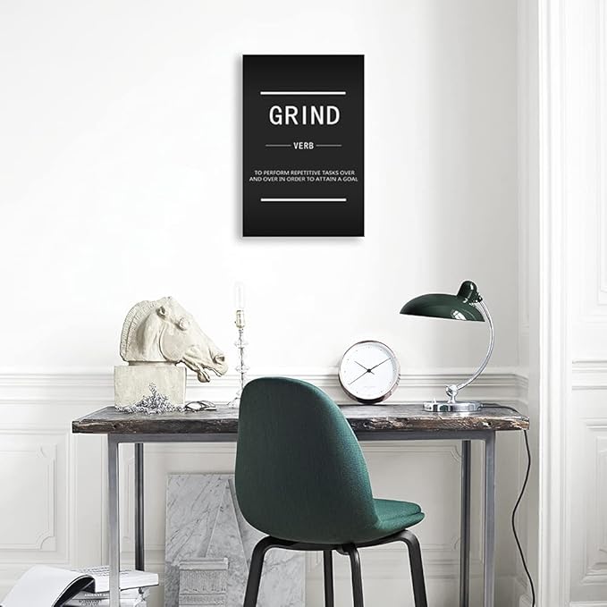 Modern Motivational Canvas Wall Art Grind Verb Inspiring Poster Prints Inspiring Quotes Posters for Entrepreneurs Home Decor Office Home Art Frames Ready to Hang[24''W x 36''H]