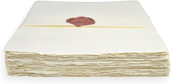 Kathmandu Valley Co. 8.5x11 inch 100% Cotton 90 GSM, Off-White Vintage Deckle-Edge Handmade Printer Paper from Recycled Textile Surplus for Inkjet and Laser Printers (100 Sheets)