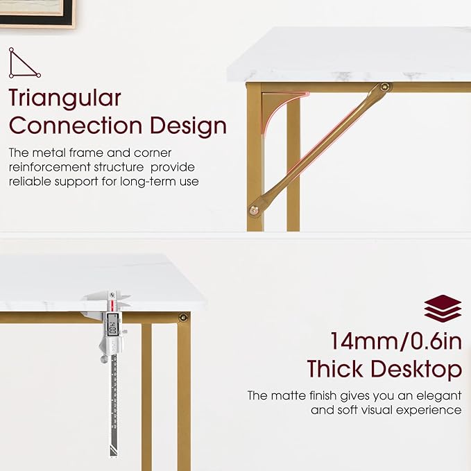 BestOffice Computer Desk,Home Office Desk, Modern Simple Style for Home Office Study Writing (Gold, 32 Inch)
