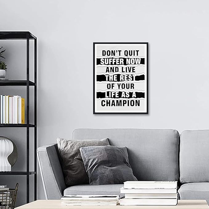 Inspirational Framed Wall Art Black and White Text Motivational Posters Wall Decor Canvas Print Artwork Suitable for Office Classroom Living Room Decor Ready to Hang 12X16inch