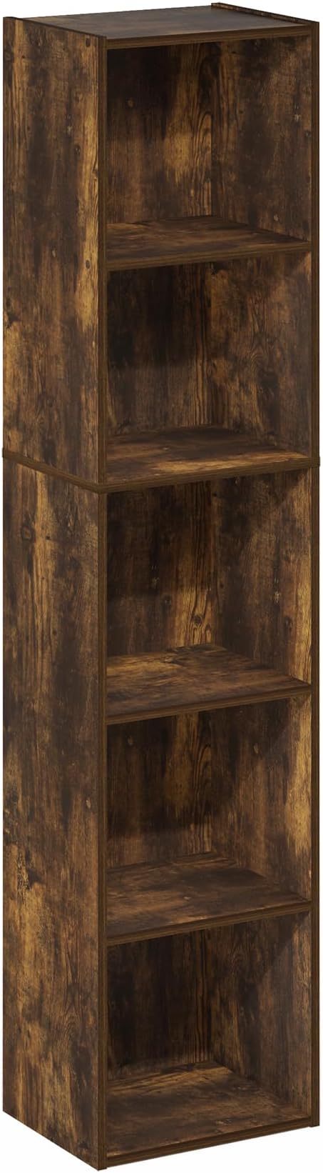 Furinno PASIR Book Shelf, 5-Tier Modern Bookshelf, Open Shelves Bookcase, 9 x 12 x 52, for Living Room, Bedroom, Home Office, Amber Oak
