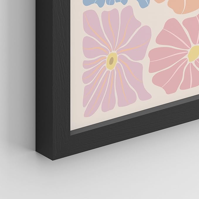 SIGNWIN Framed Poster Wall Art Set of Colorful Botanical Flower Daisy Rose for Living Room, Bedroom, Office - 12"x16"x 8 Black